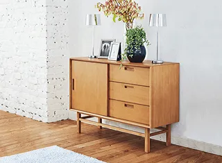 Wooden sideboard with drawers and cabinet doors