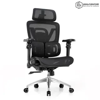 Black mesh ergonomic office chair shown at a three-quarter angle