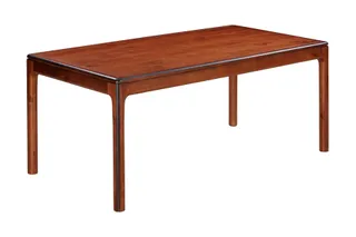 Rectangular wooden dining table with four tapered legs