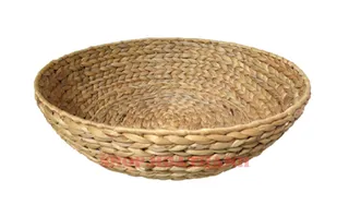 Round woven natural-fiber basket