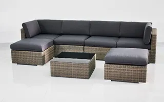 Woven outdoor sectional sofa with ottomans