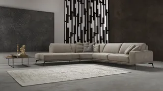 Large gray sectional sofa in a modern living room