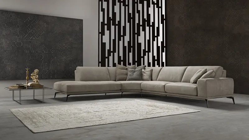 Large gray sectional sofa in a modern living room