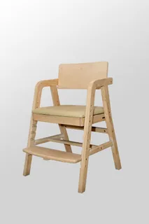 Wooden high chair with footrest and tray