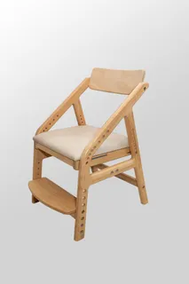 Adjustable wooden high chair with padded seat