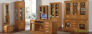 Wooden living-room furniture collection with display cabinets, TV unit and side cabinets