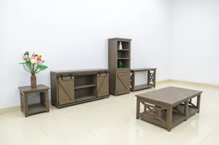 Rustic living-room furniture set with cabinets, console, coffee table and side table