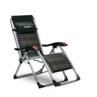 Woven reclining folding lounge chair with silver frame