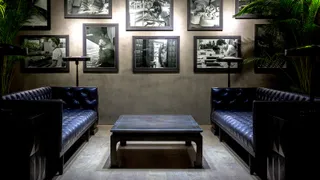 Finished seating area with two sofas and a central coffee table
