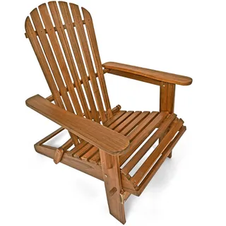 Wooden slatted reclining outdoor armchair