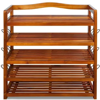 Four-tier wooden slatted storage rack