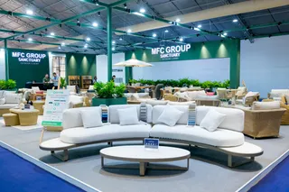 MFC Group exhibition stand filled with outdoor and upholstered furniture