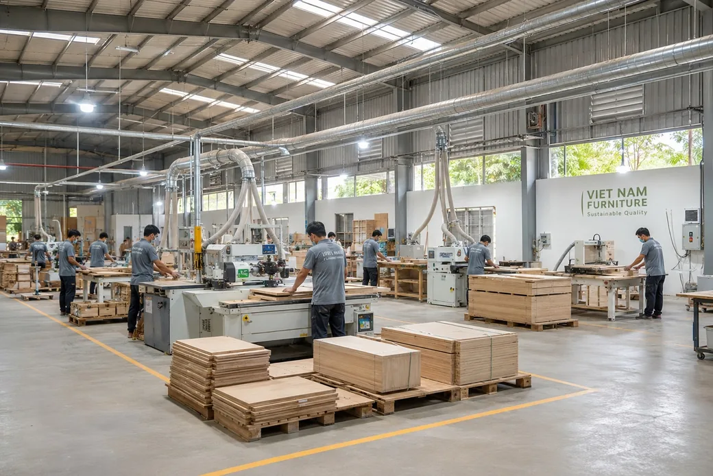 Furniture factory floor in southern Vietnam